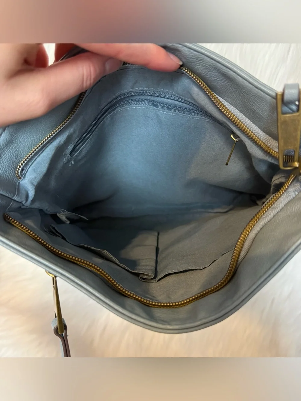 MEITRUE Light Blue Laser Cut Crossbody Bag Lightweight Purse Tassel Boho